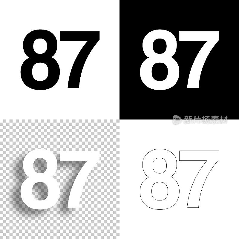 87 -第87号。图标设计。空白，白色和黑色背景-线图标